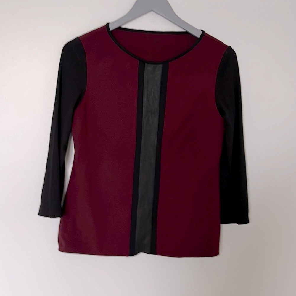 **2 for $30** One (Italy) fitted maroon/black top IT44, US 8